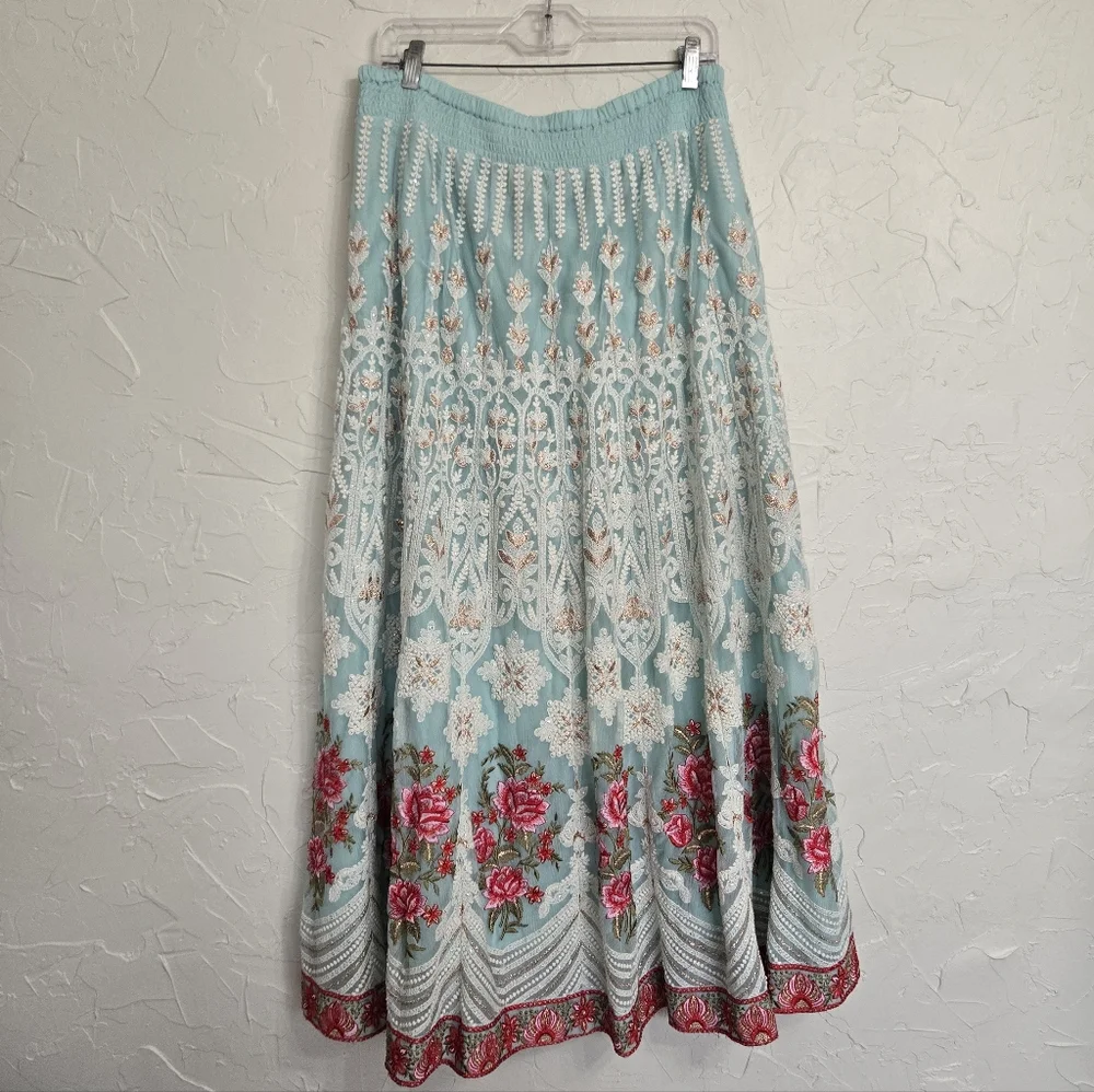 Soft Surroundings Analisa Embroidered Floral Maxi Skirt - Picture 6 of 14